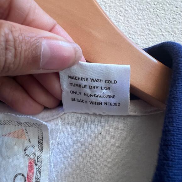 Vintage Cowboys Men's White Abstract Print Polo True Fan Short Sleeve Size M - Picture 4 of 6